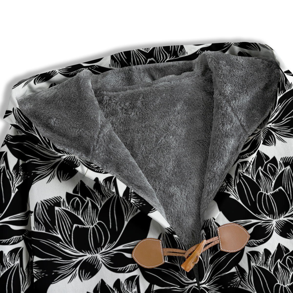 Lotus White And Black Print Pattern Men's Windbreaker Jacket-grizzshop