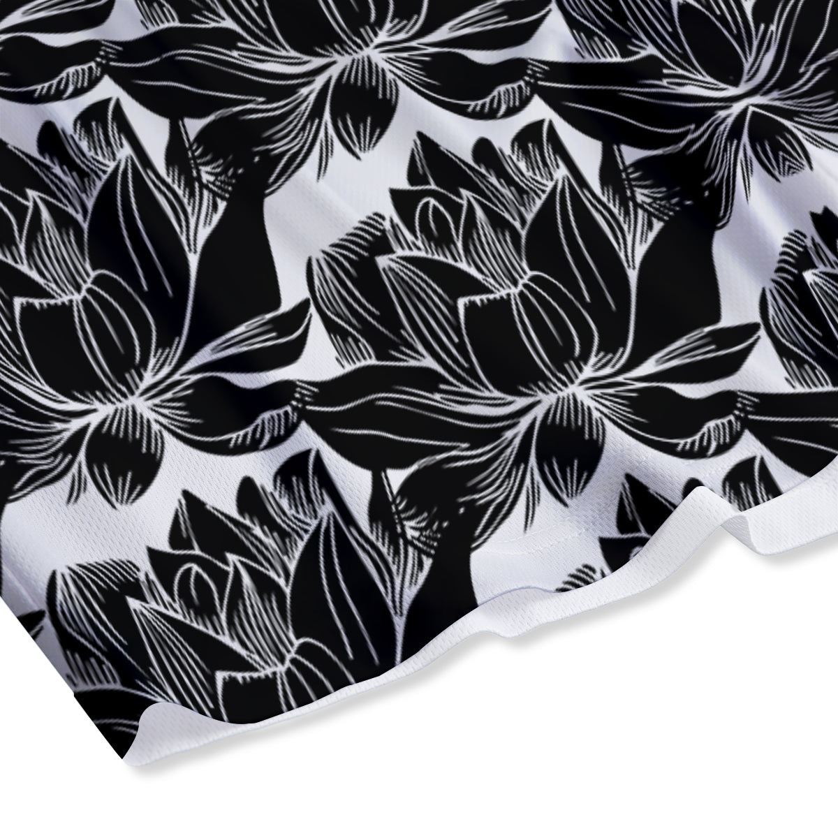 Lotus White And Black Print Pattern Mesh Shorts