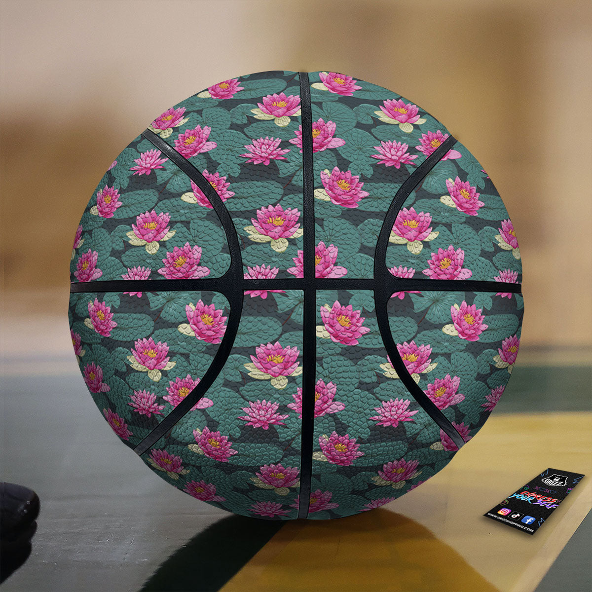 Lotus Hot Pink Print Pattern Basketball