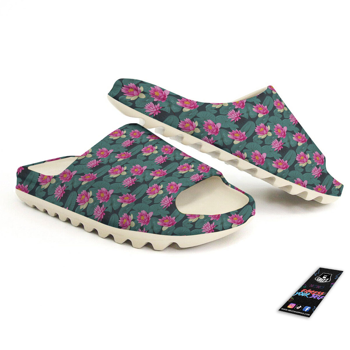 Lotus Hot Pink Print Pattern Sandals-grizzshop