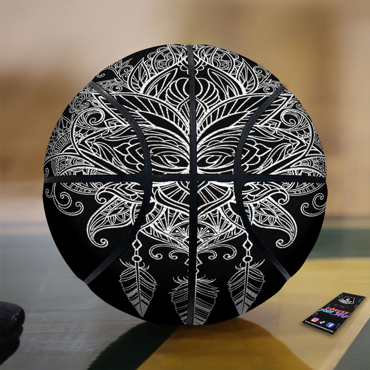 Lotus Mandala White And Black Print Basketball