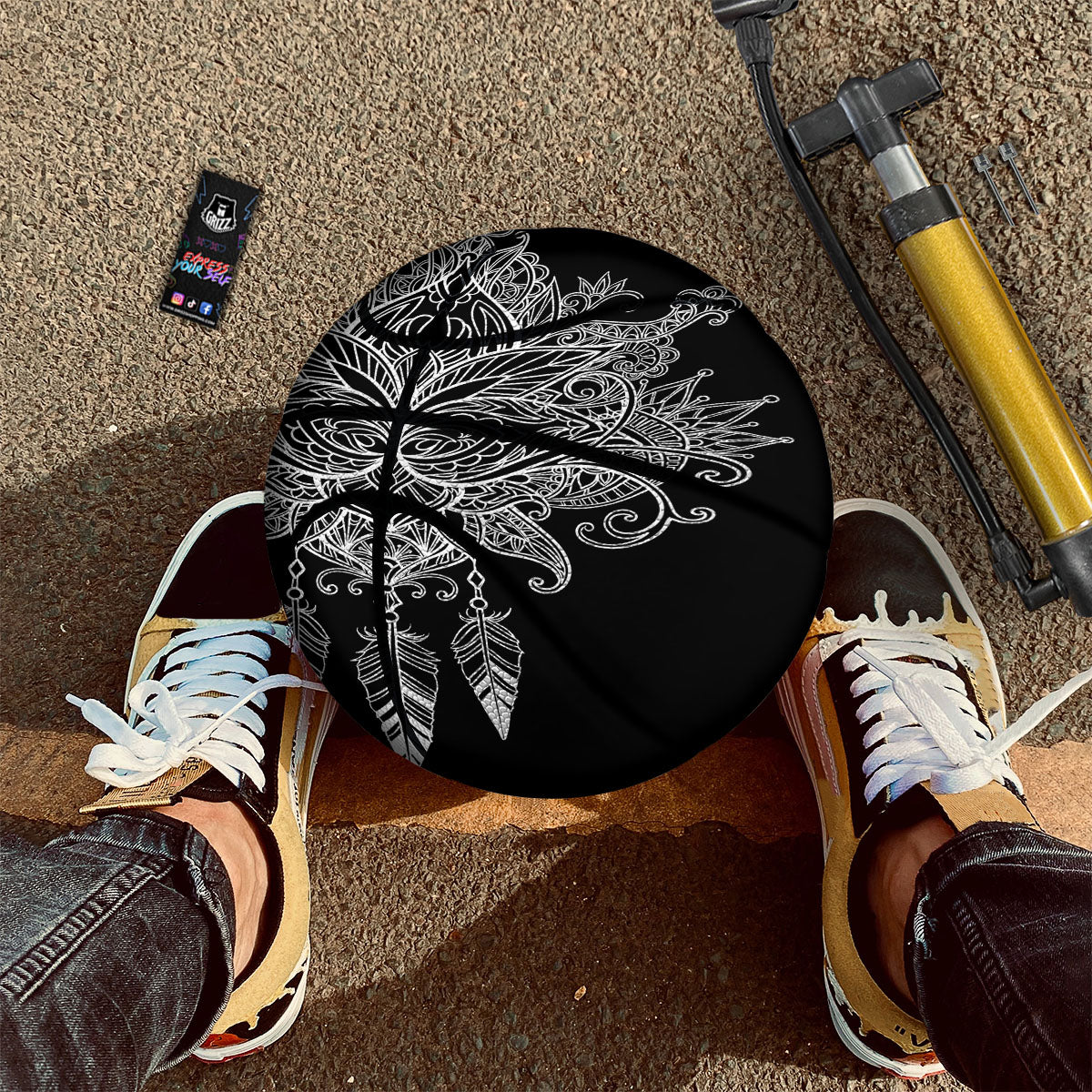 Lotus Mandala White And Black Print Basketball