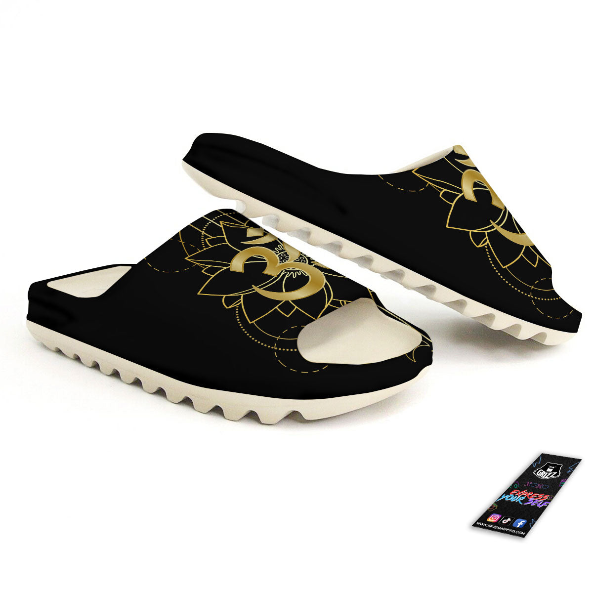 Lotus Om Gold Print Sandals-grizzshop