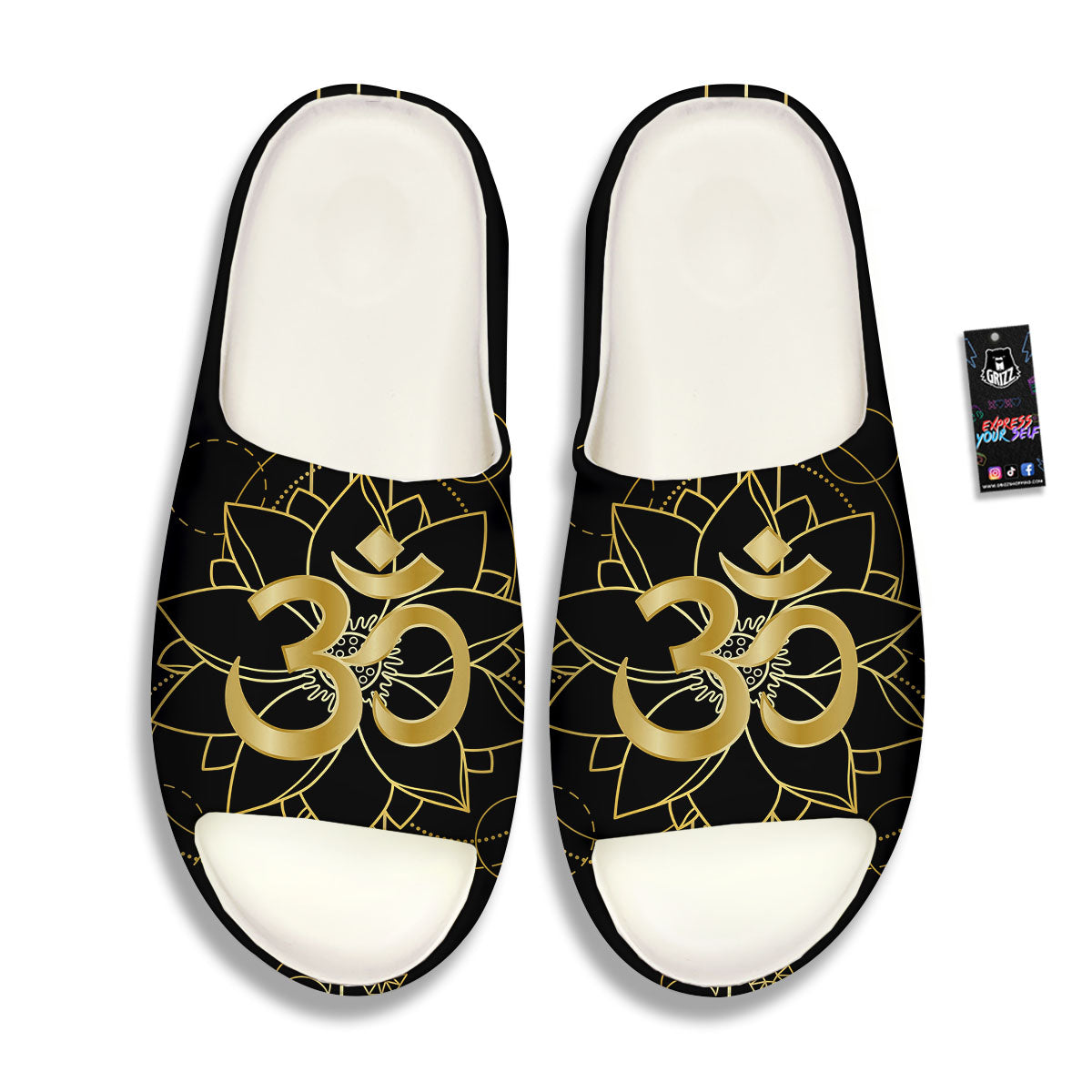 Lotus Om Gold Print Sandals-grizzshop