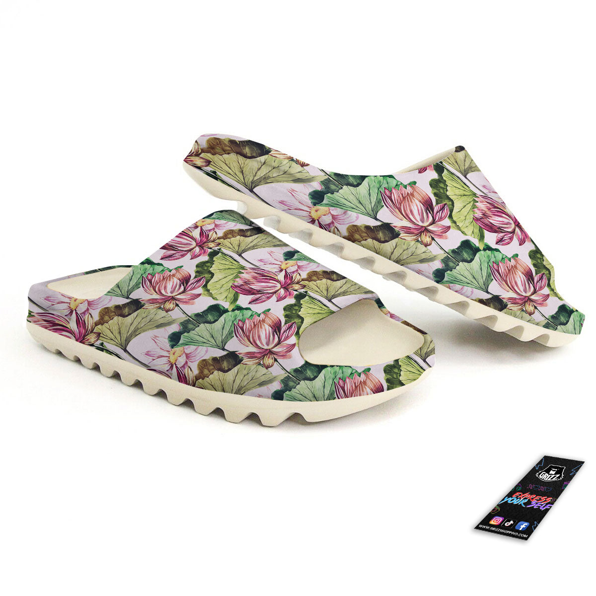 Lotus Pink Print Pattern Sandals-grizzshop