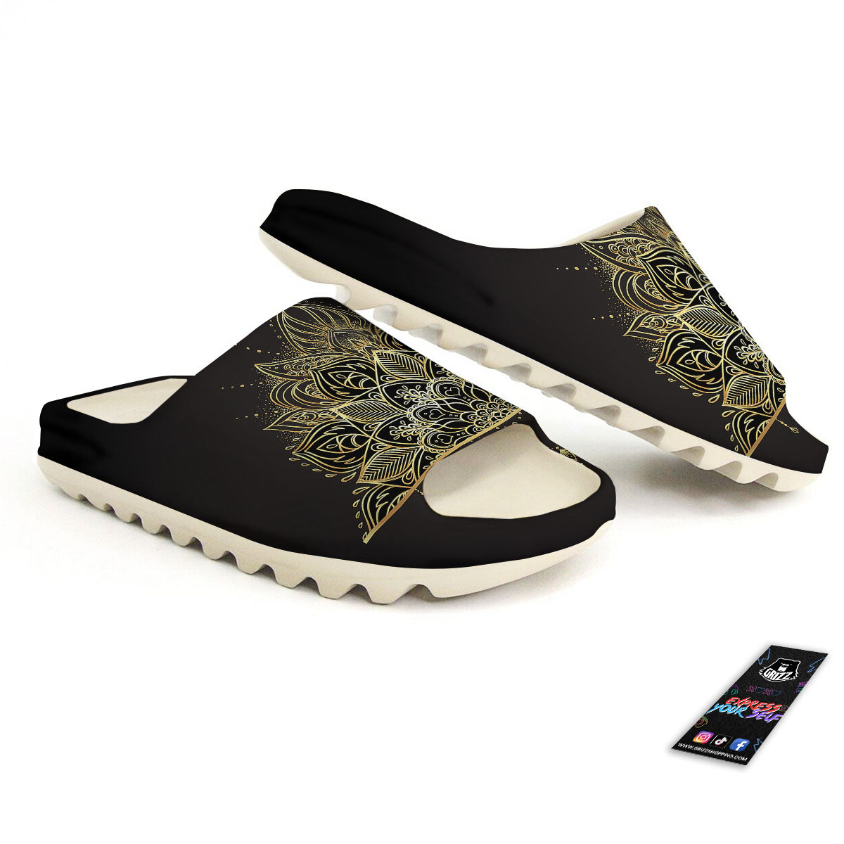 Lotus Spiritual Golden Print Sandals-grizzshop