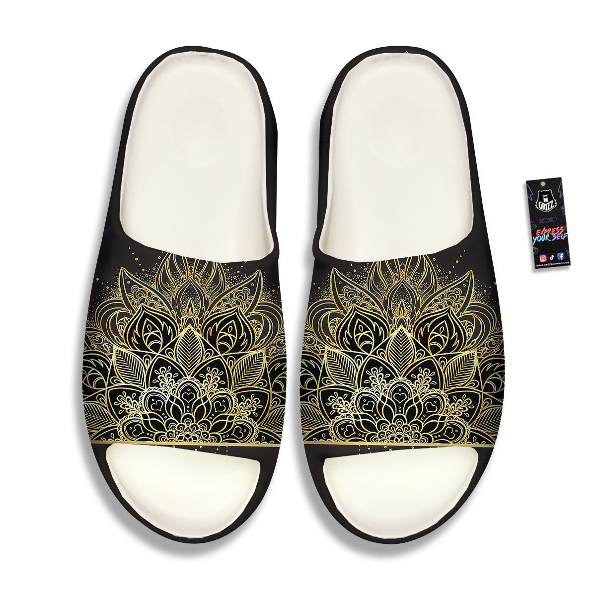 Lotus Spiritual Golden Print Sandals-grizzshop
