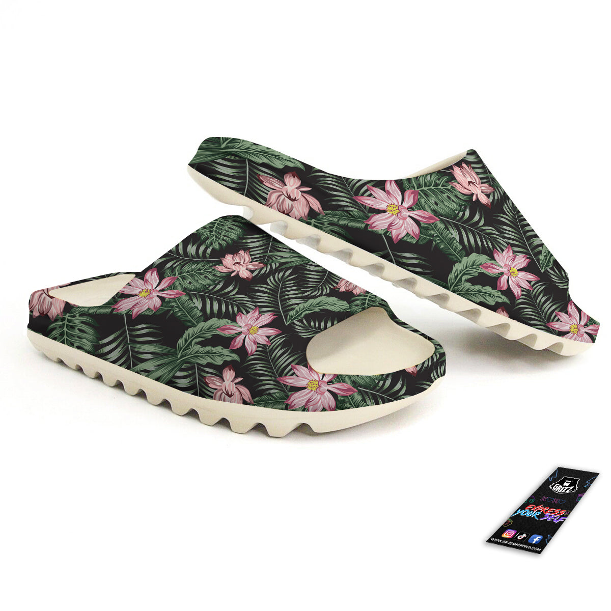 Lotus Tropical Print Pattern Sandals-grizzshop