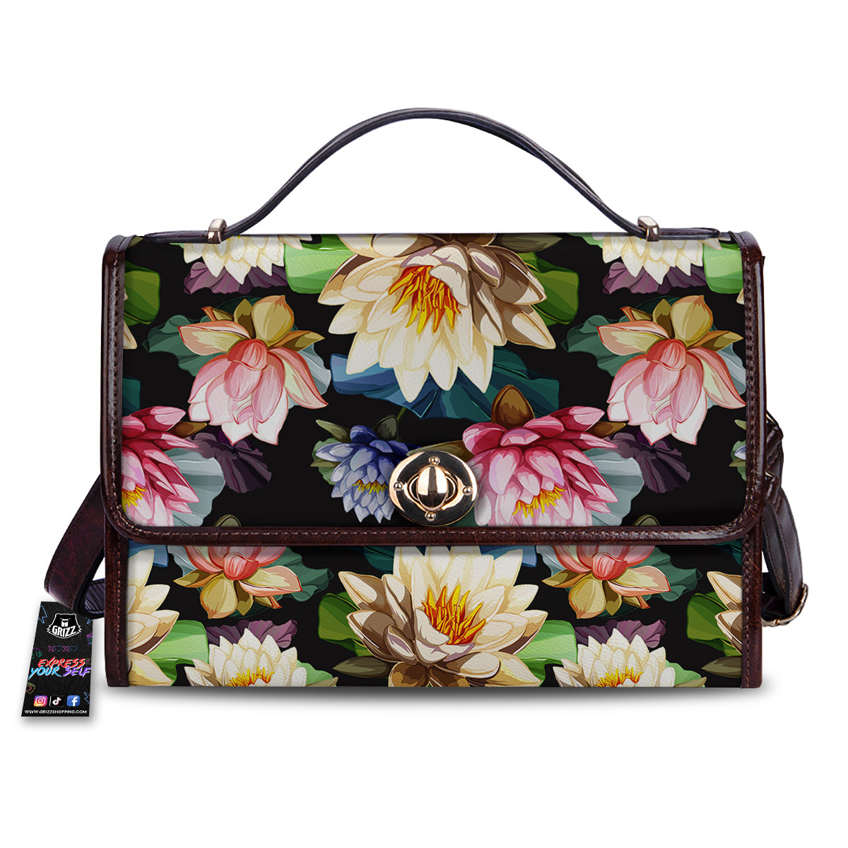 Lotus Vintage Print Pattern Women's Satchel Bag