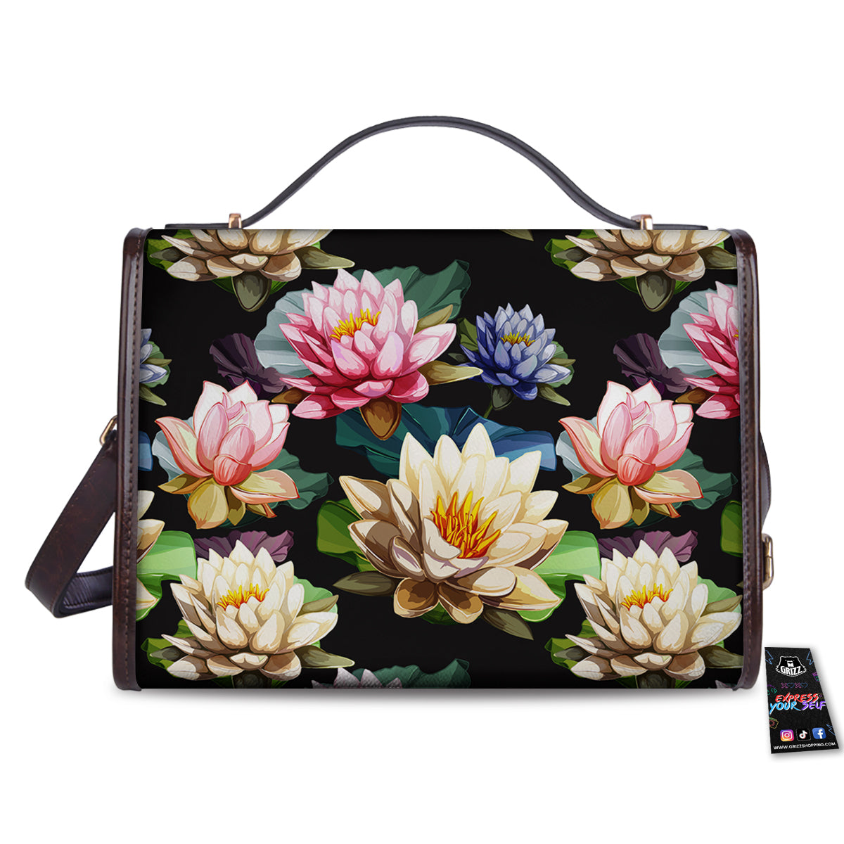 Lotus Vintage Print Pattern Women's Satchel Bag
