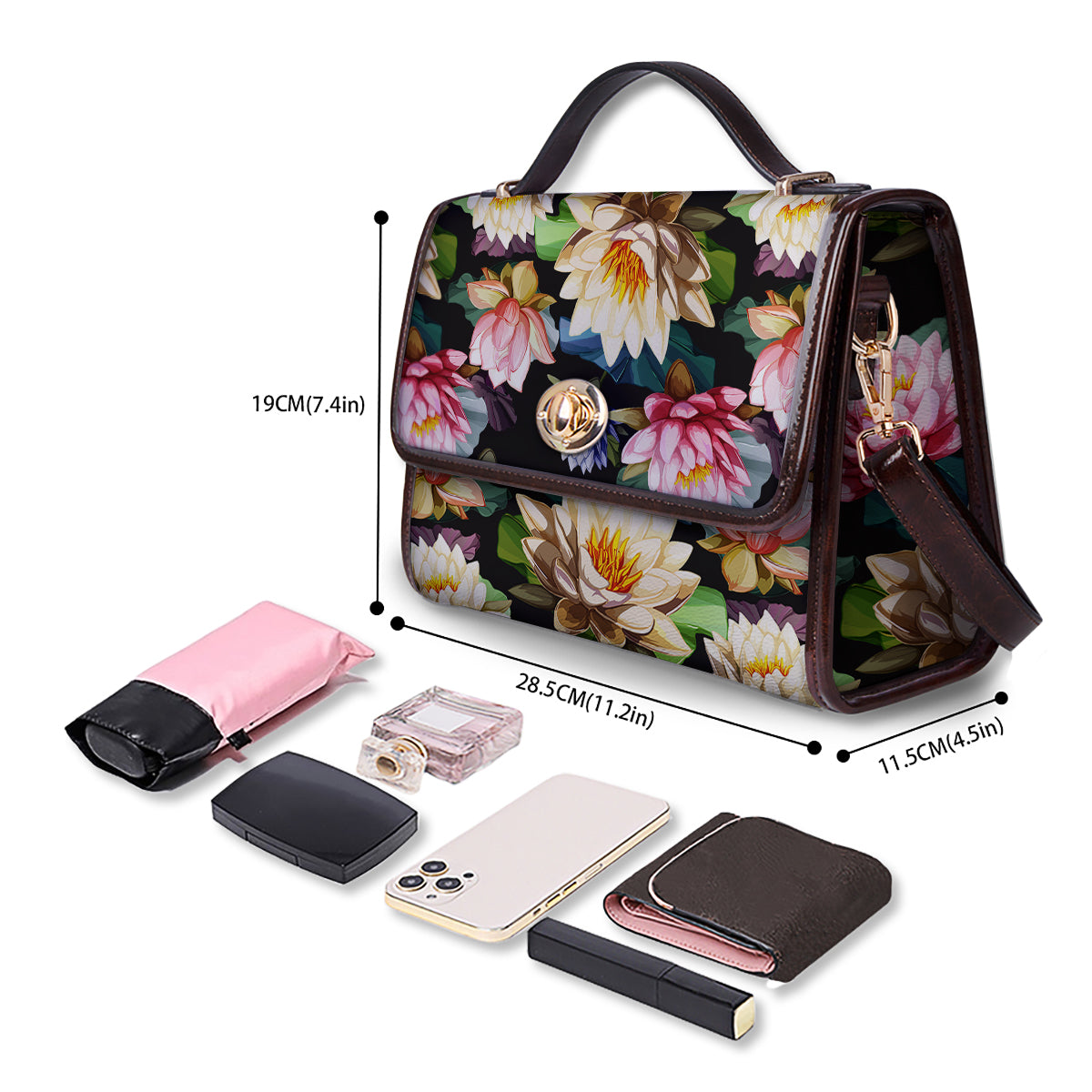 Lotus Vintage Print Pattern Women's Satchel Bag