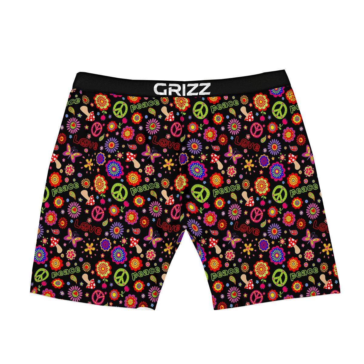Love And Hippie Peace Sign Print Pattern Boxer Briefs-grizzshop