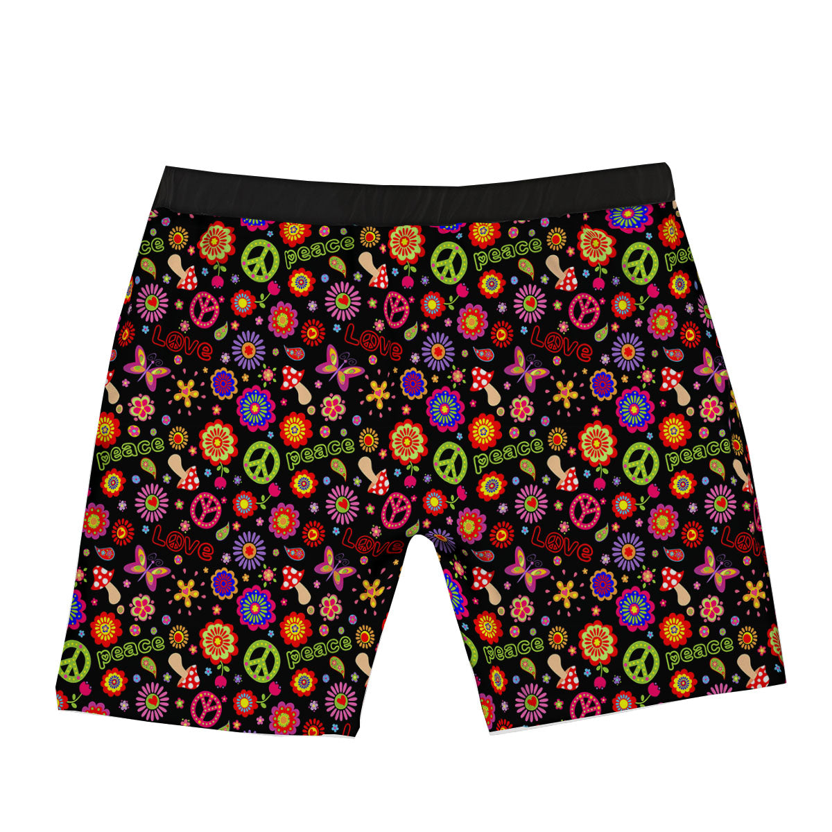 Love And Hippie Peace Sign Print Pattern Boxer Briefs-grizzshop