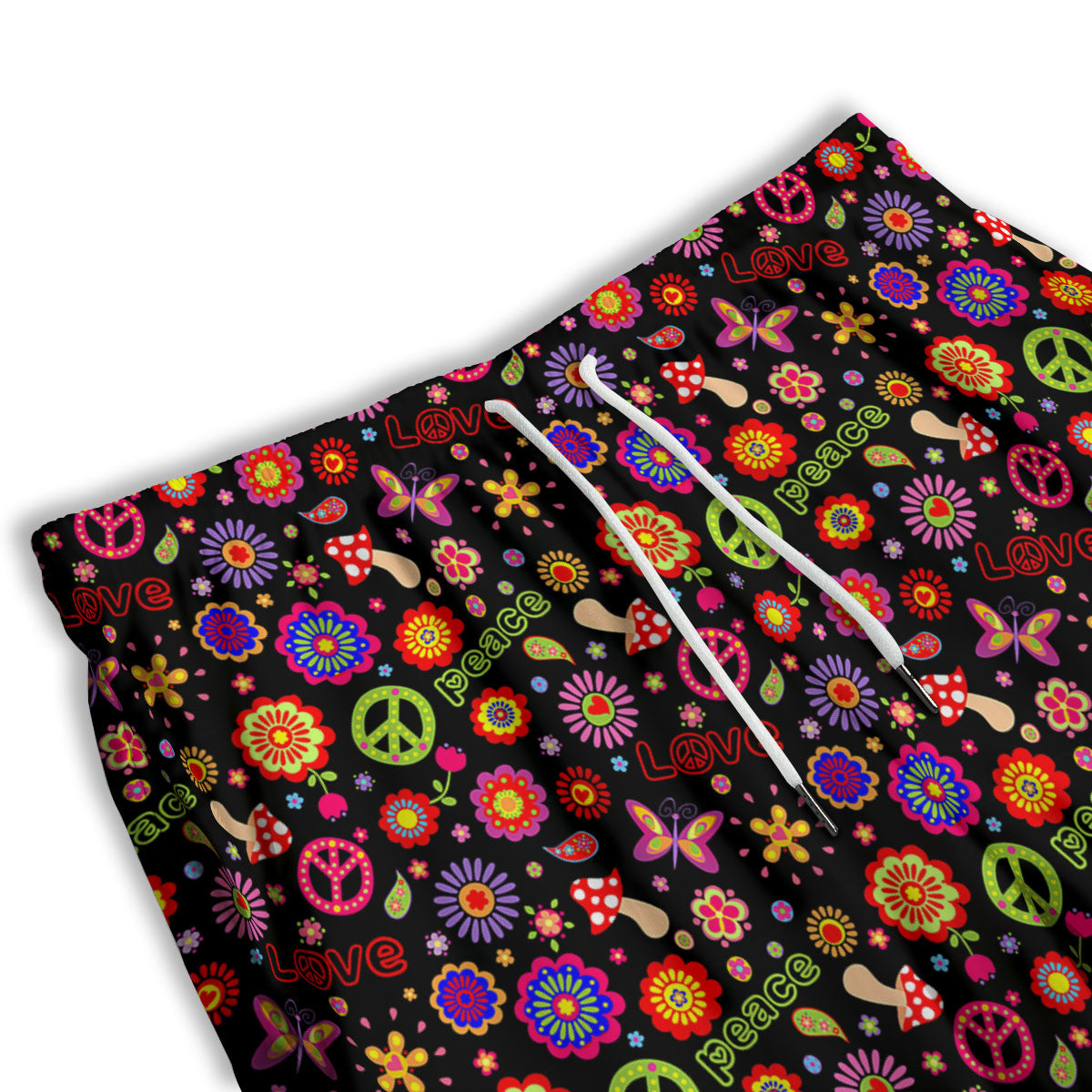 Love And Hippie Peace Sign Print Pattern Men's Athletic Shorts