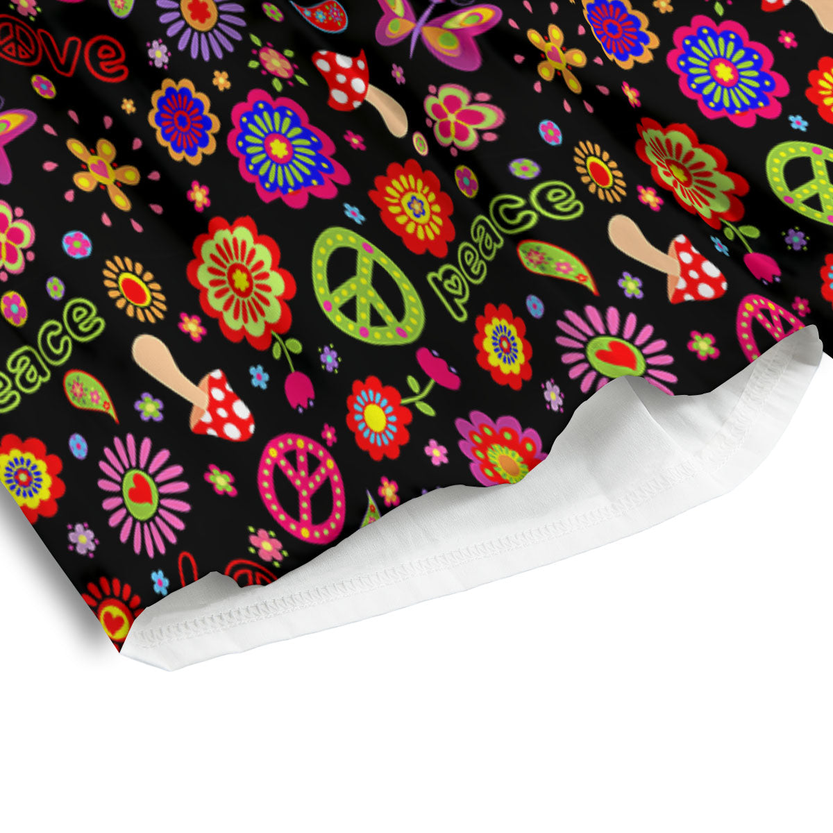Love And Hippie Peace Sign Print Pattern Men's Athletic Shorts