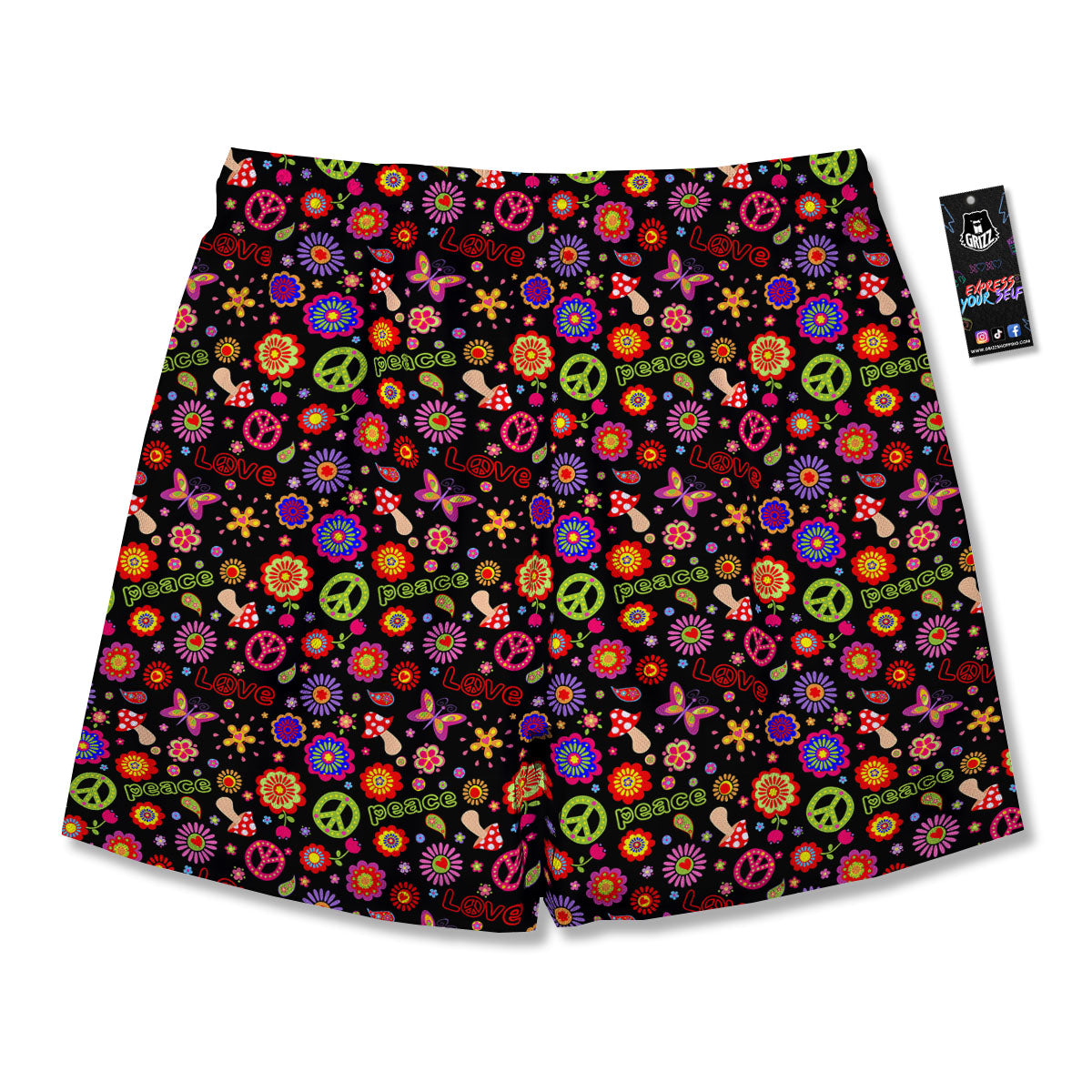 Love And Hippie Peace Sign Print Pattern Men's Running Shorts-grizzshop
