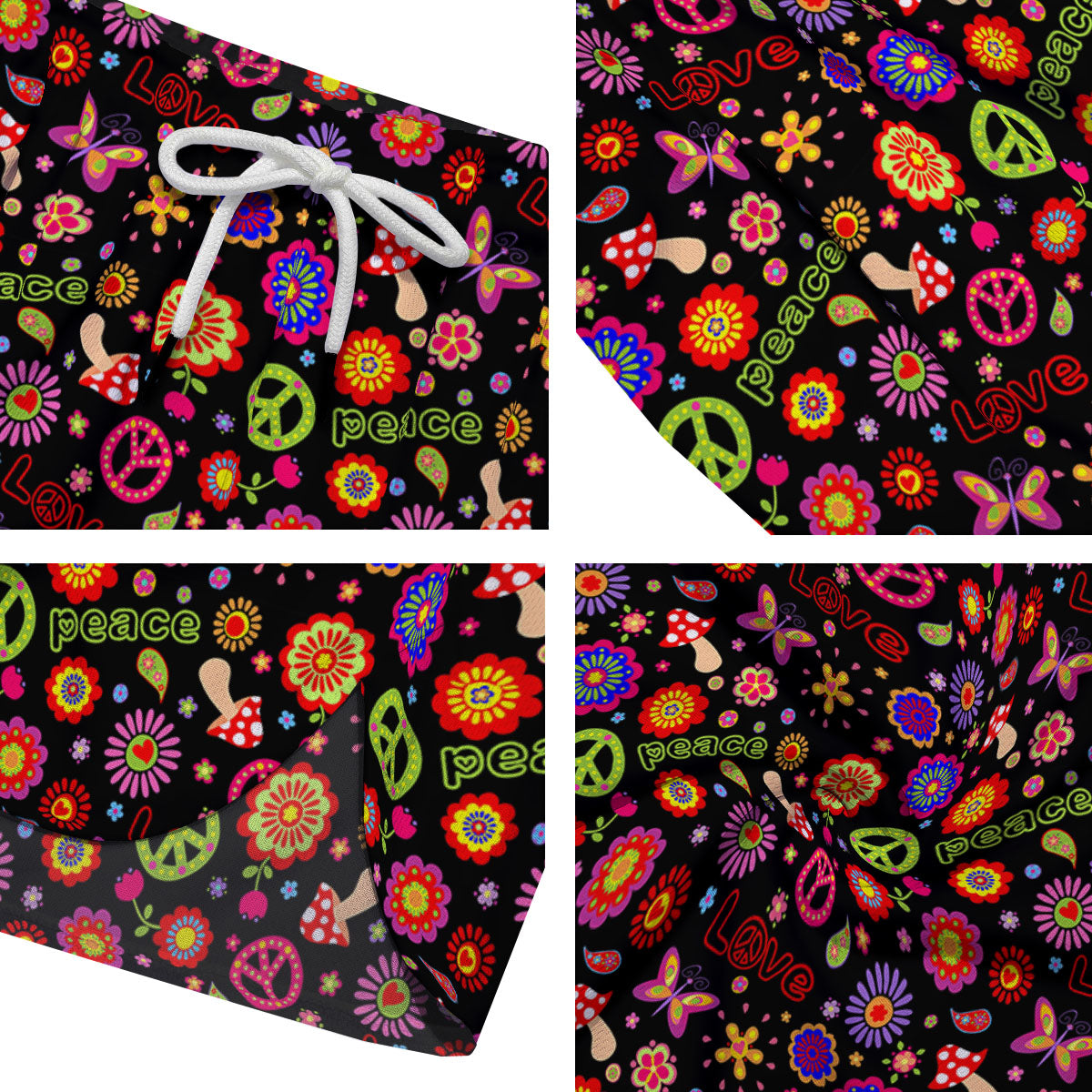 Love And Hippie Peace Sign Print Pattern Men's Running Shorts-grizzshop