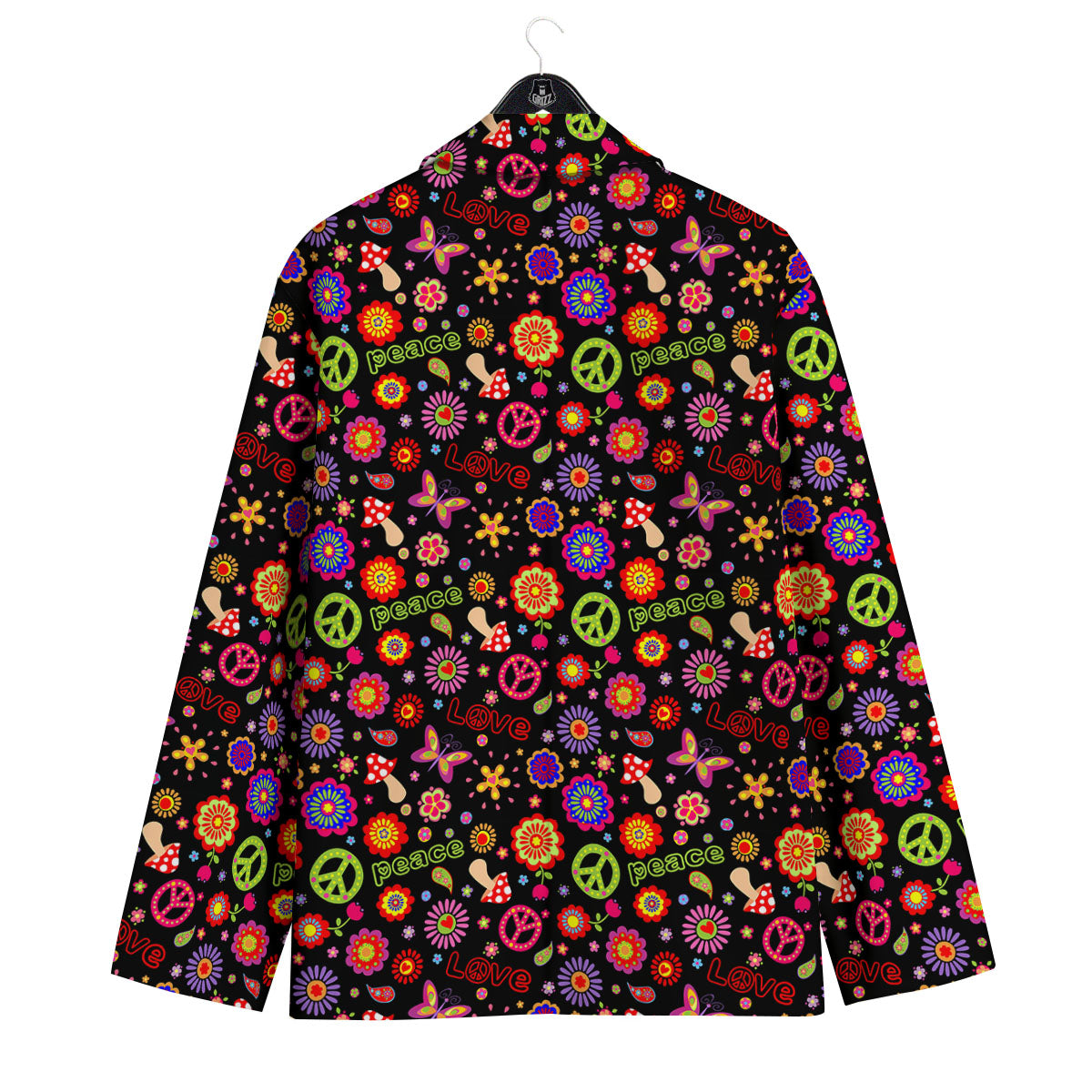 Love And Hippie Peace Sign Print Pattern Men's Sport Coat-grizzshop