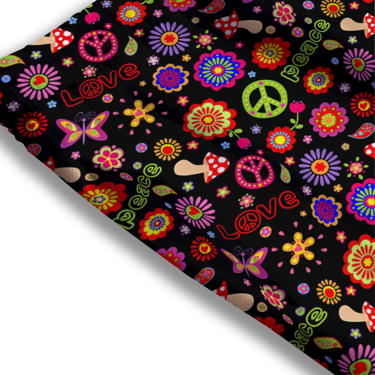 Love And Hippie Peace Sign Print Pattern Mesh Shorts