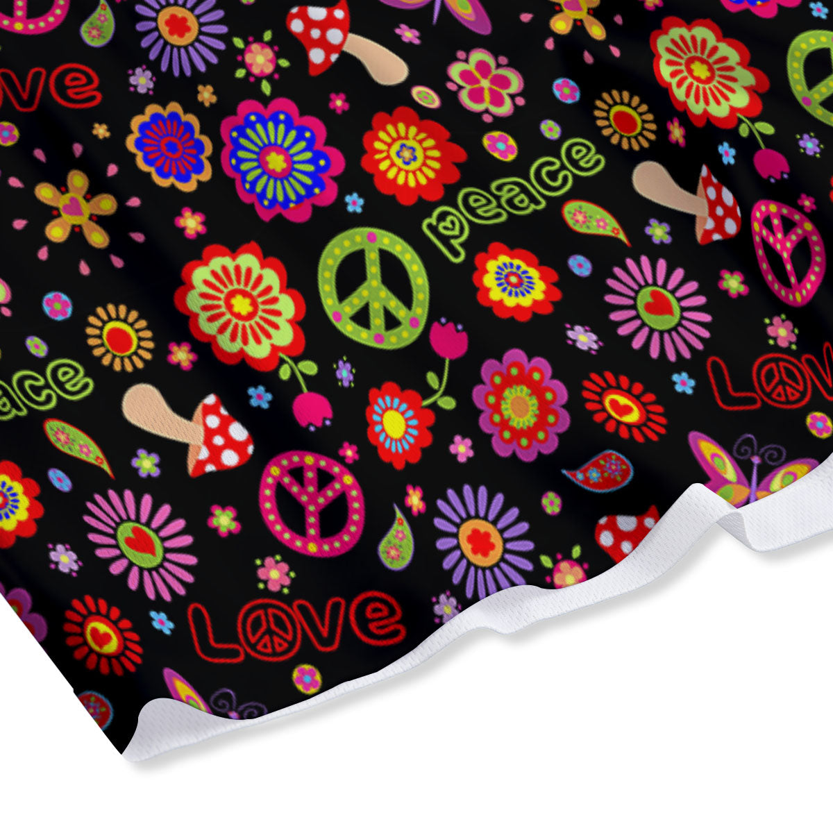 Love And Hippie Peace Sign Print Pattern Mesh Shorts