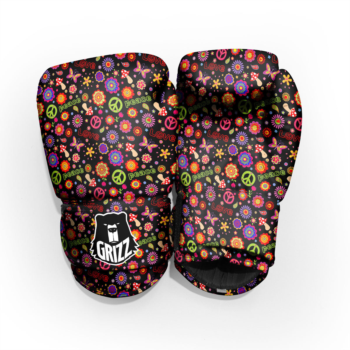 Love And Hippie Peace Sign Print Pattern Pro Boxing Glove