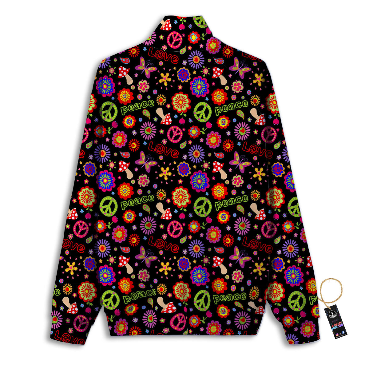 Love And Hippie Peace Sign Print Pattern Track Jacket-grizzshop
