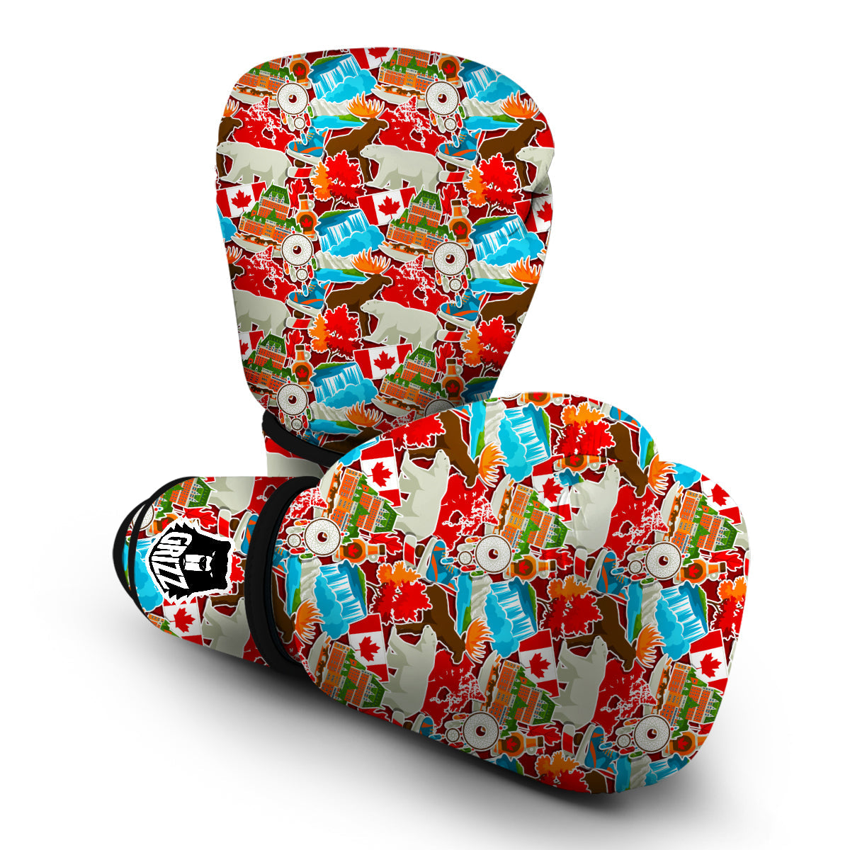 Love Canada Pattern Print Boxing Gloves-grizzshop