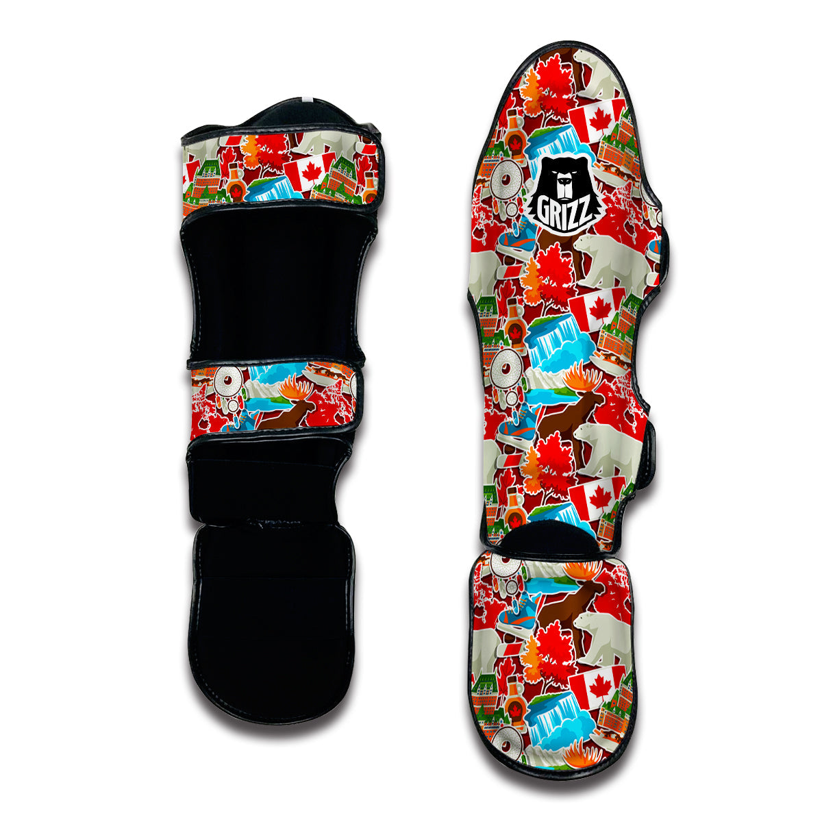 Love Canada Pattern Print Muay Thai Shin Guards-grizzshop