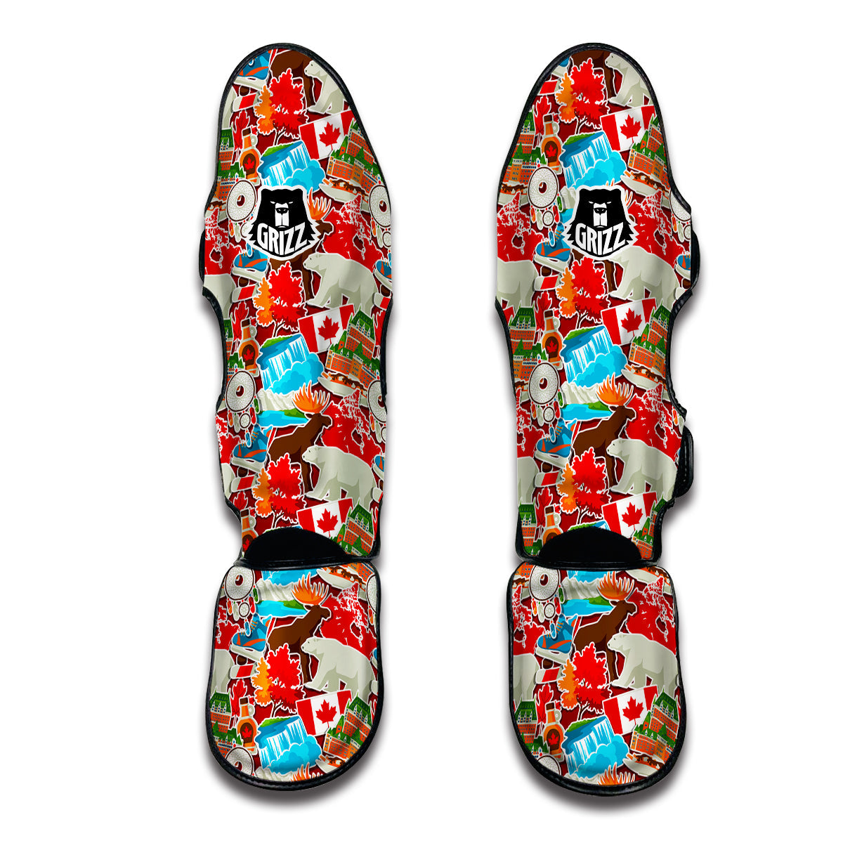 Love Canada Pattern Print Muay Thai Shin Guards-grizzshop