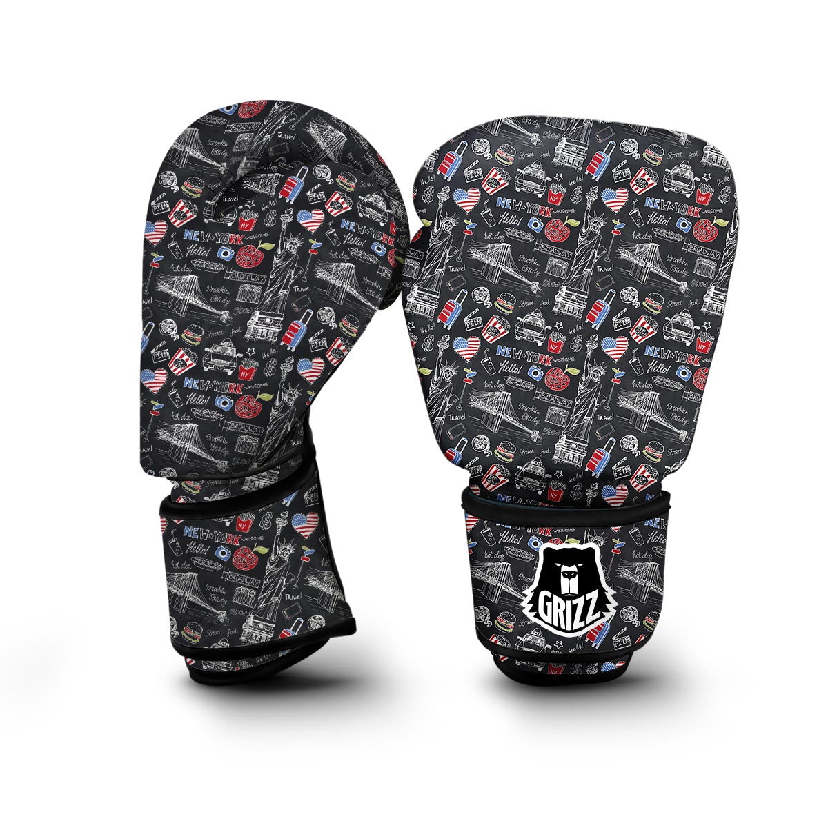 Love New York Print Pattern Boxing Gloves-grizzshop