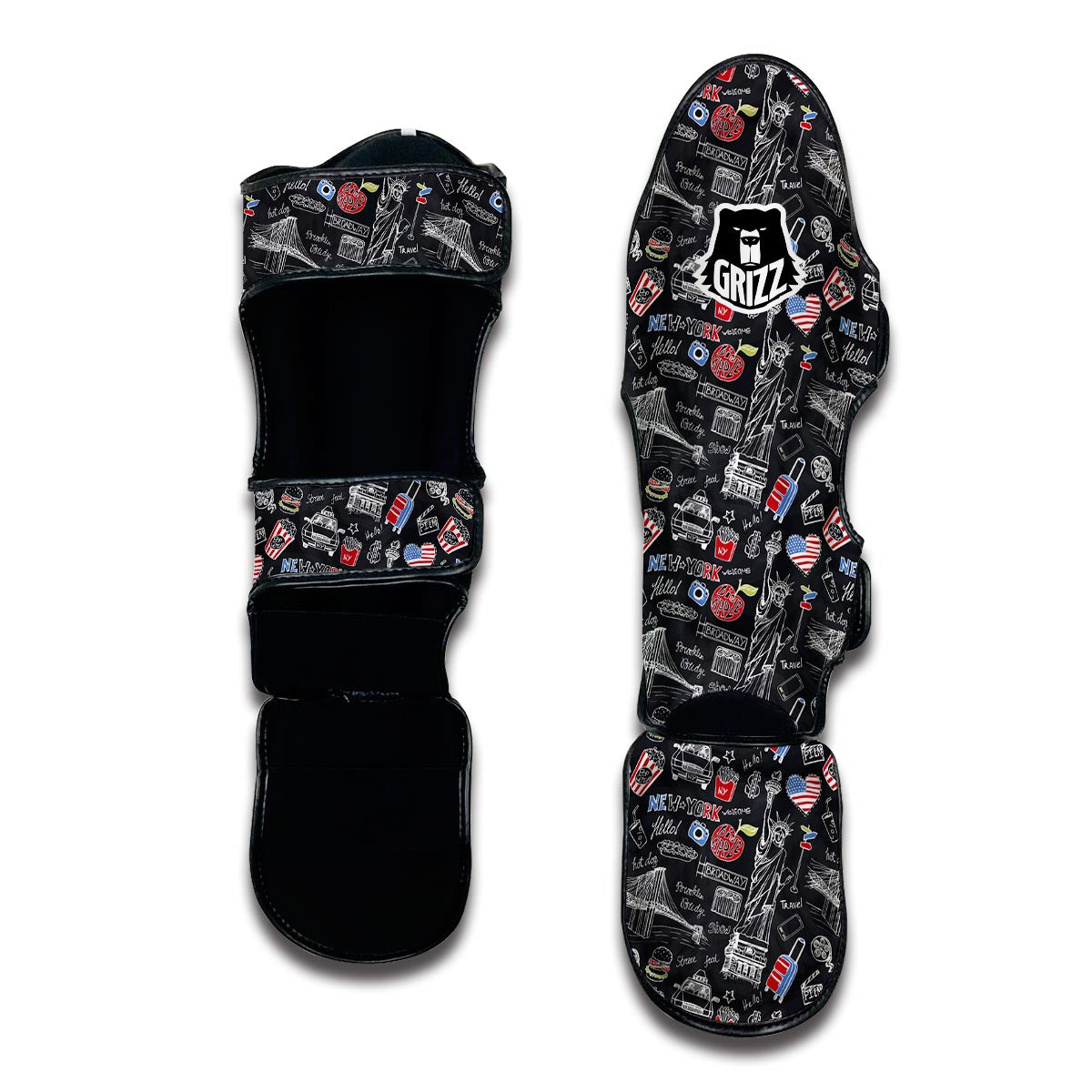 Love New York Print Pattern Muay Thai Shin Guards-grizzshop