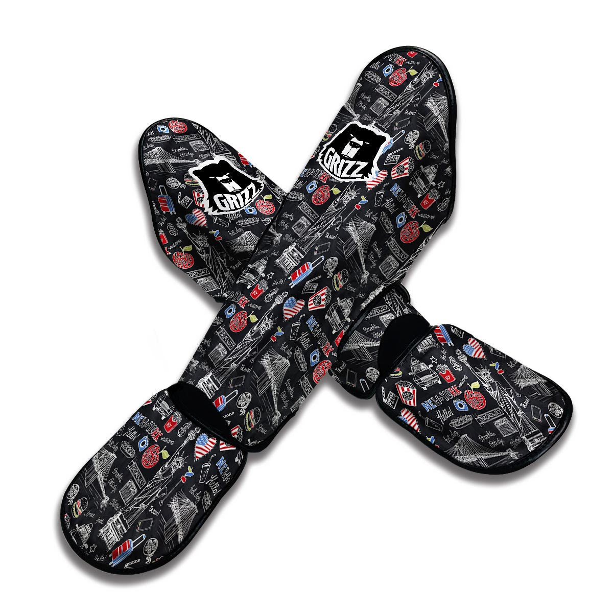 Love New York Print Pattern Muay Thai Shin Guards-grizzshop