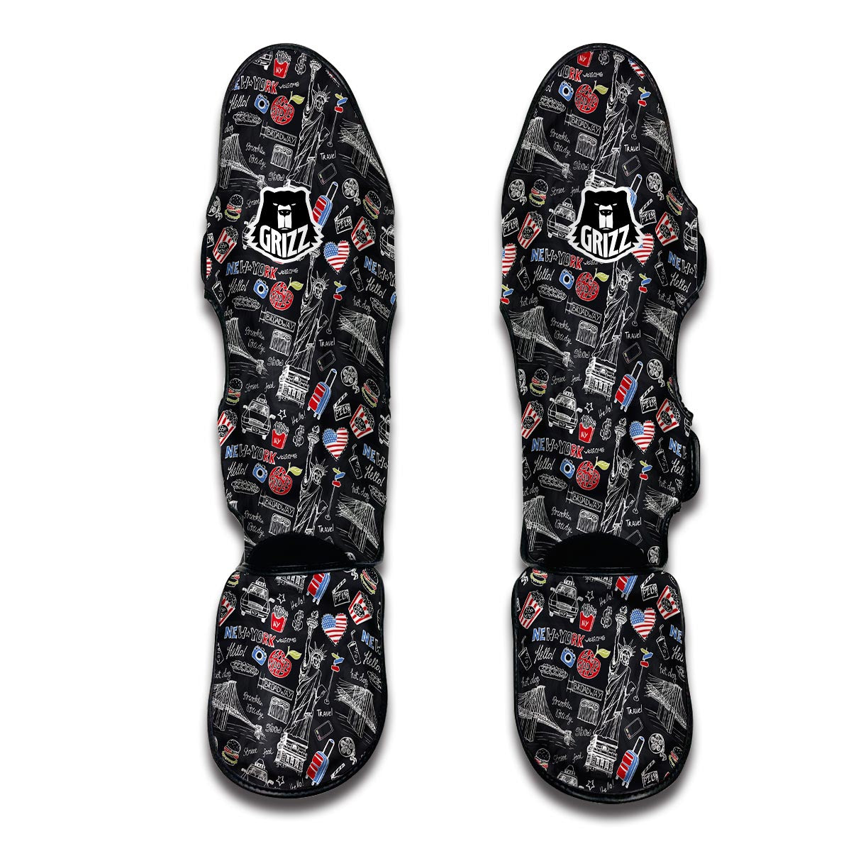 Love New York Print Pattern Muay Thai Shin Guards-grizzshop