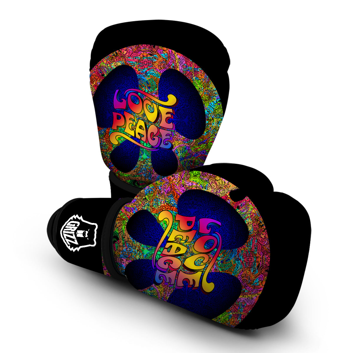 Love Peace Hippie Sign Boxing Gloves-grizzshop