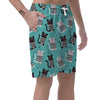 Love Turquoise Cat Print Men's Shorts-grizzshop