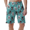 Love Turquoise Cat Print Men's Shorts-grizzshop