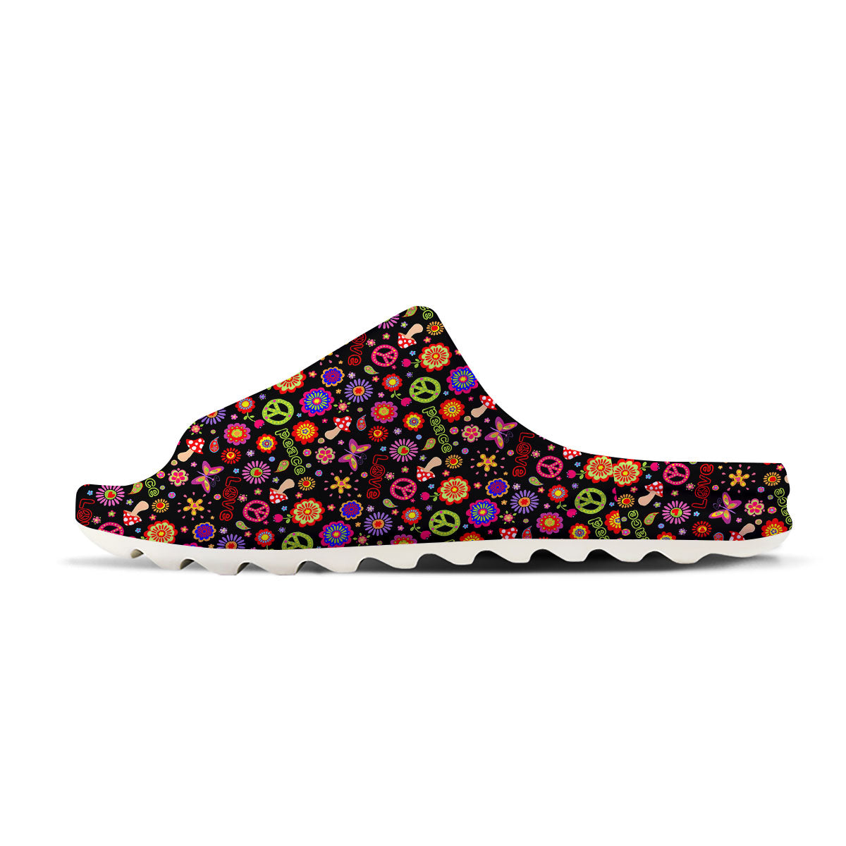 Love And Hippie Peace Sign Print Pattern Sandals-grizzshop