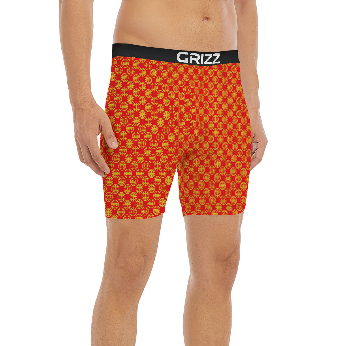 Lu Symbol Chinese Print Pattern Boxer Briefs-grizzshop