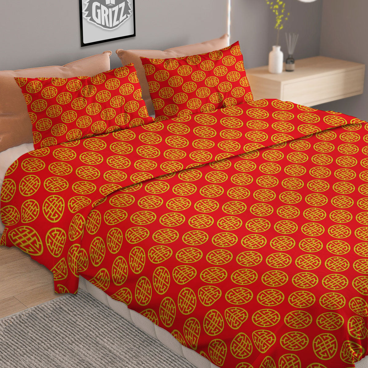 Knitted Flower Print Pattern Duvet Cover Bedding Set