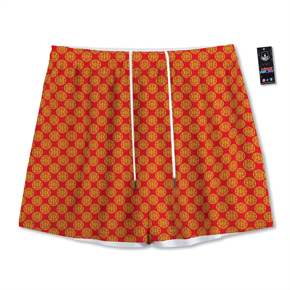 Knitted Flower Print Pattern Mesh Shorts