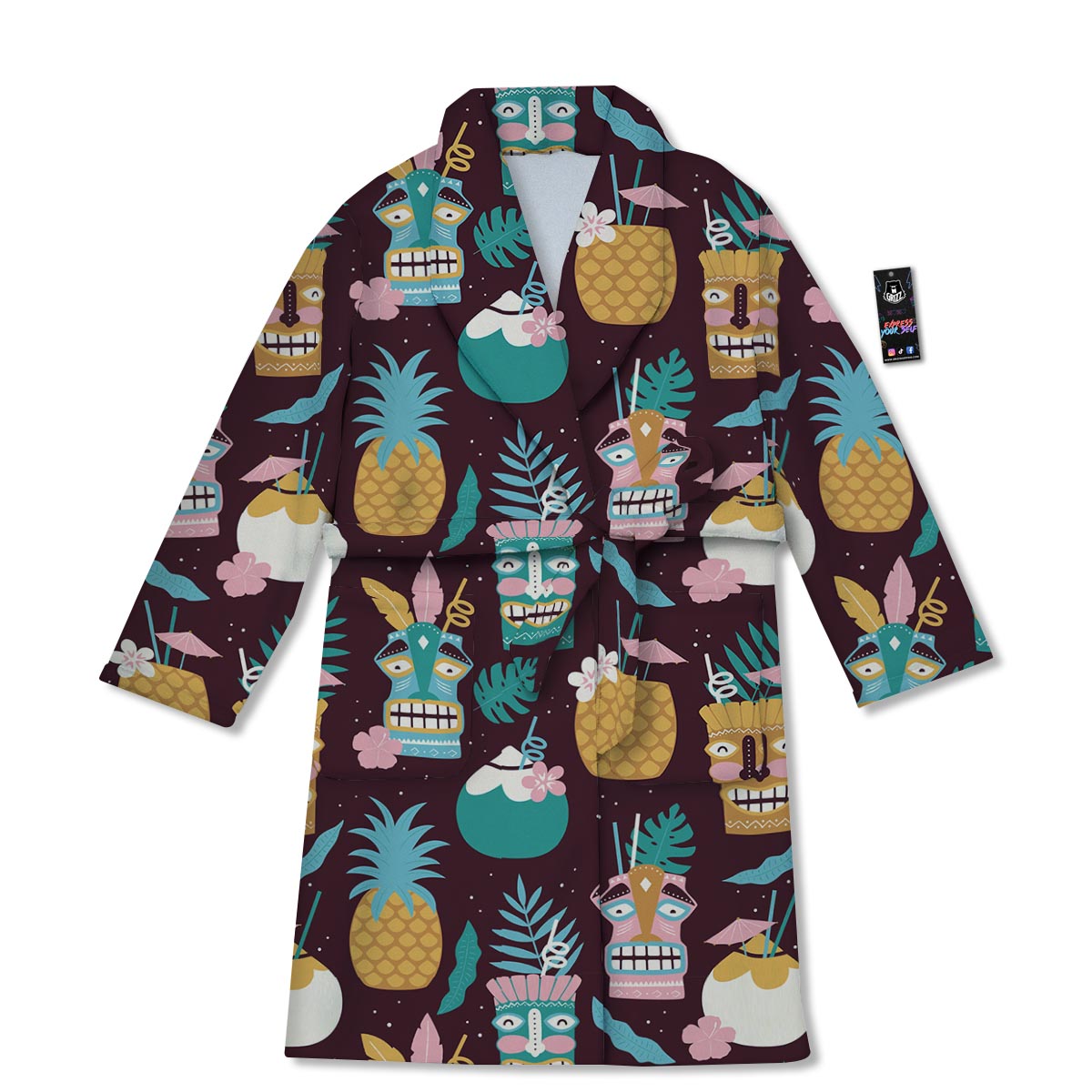 Luau Tiki Print Pattern Bathrobe-grizzshop