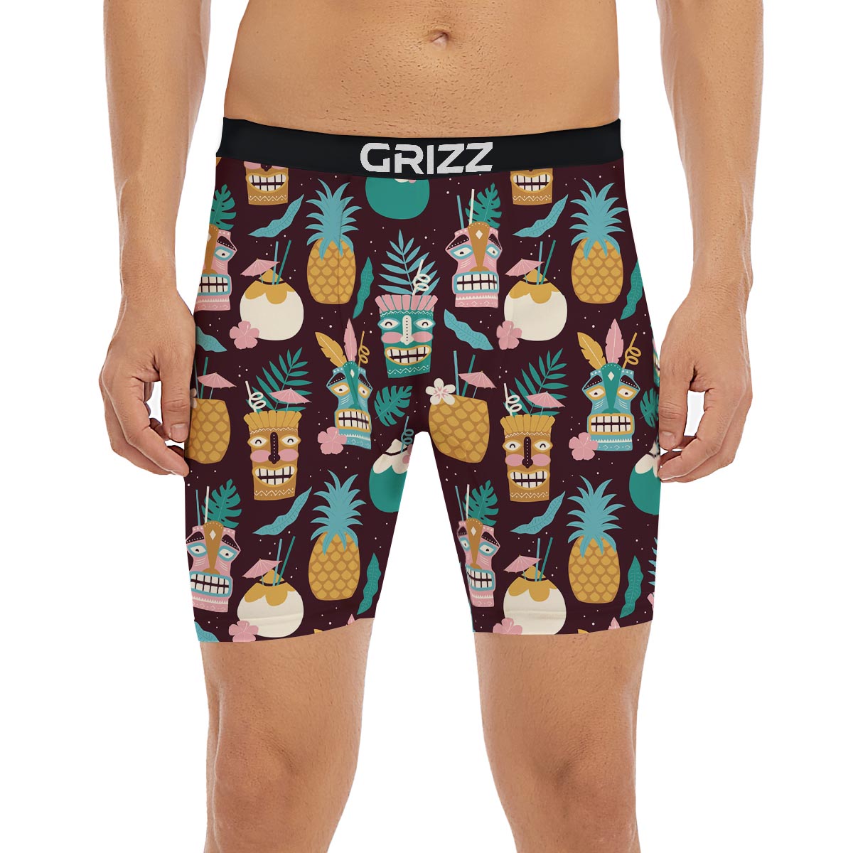 Luau Tiki Print Pattern Boxer Briefs-grizzshop