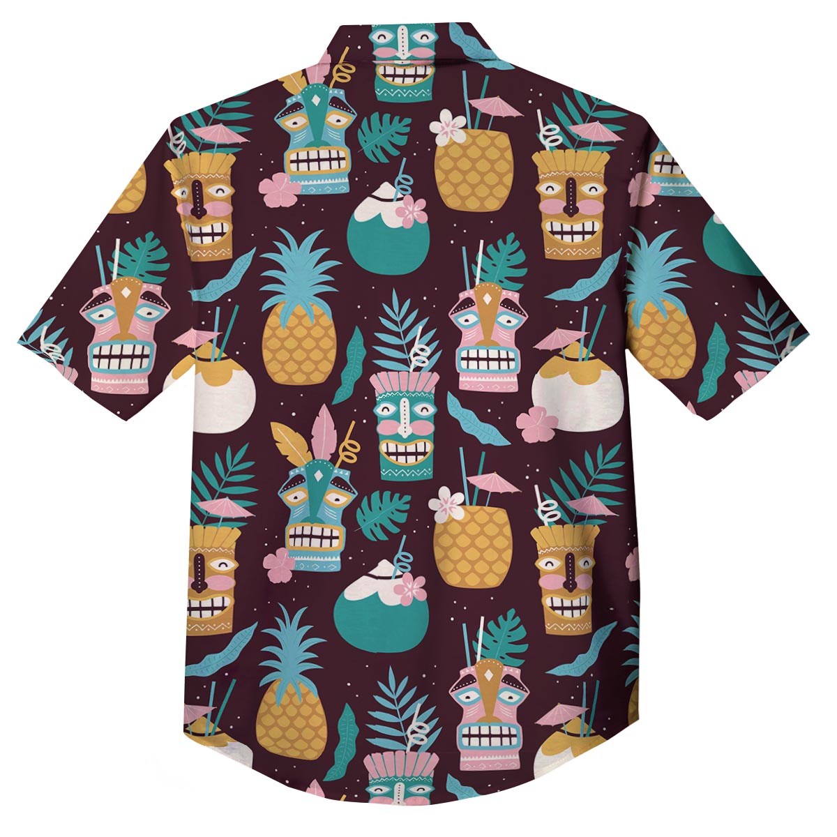 Luau Tiki Print Pattern Button Up Shirt-grizzshop