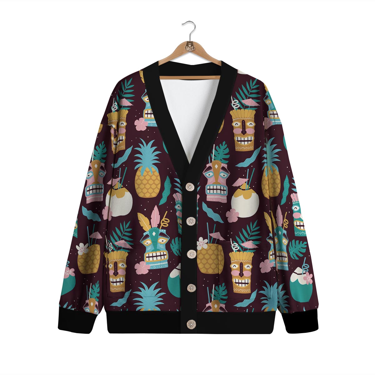 Luau Tiki Print Pattern Cardigan-grizzshop