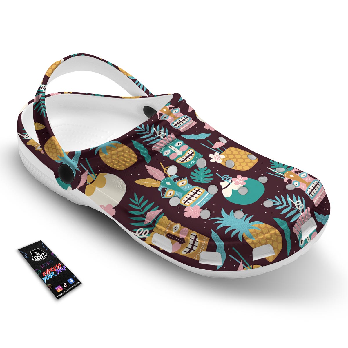 Luau Tiki Print Pattern Clog-grizzshop