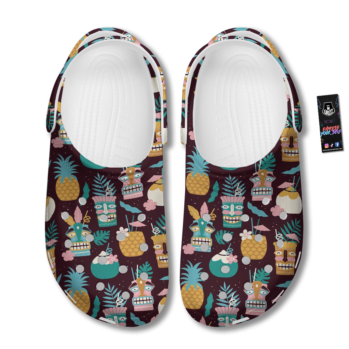 Luau Tiki Print Pattern Clog-grizzshop