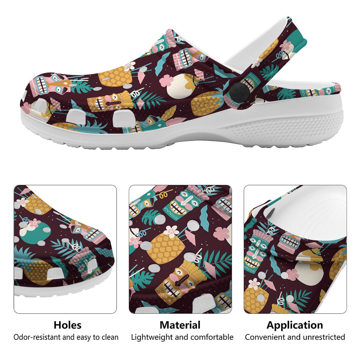Luau Tiki Print Pattern Clog-grizzshop