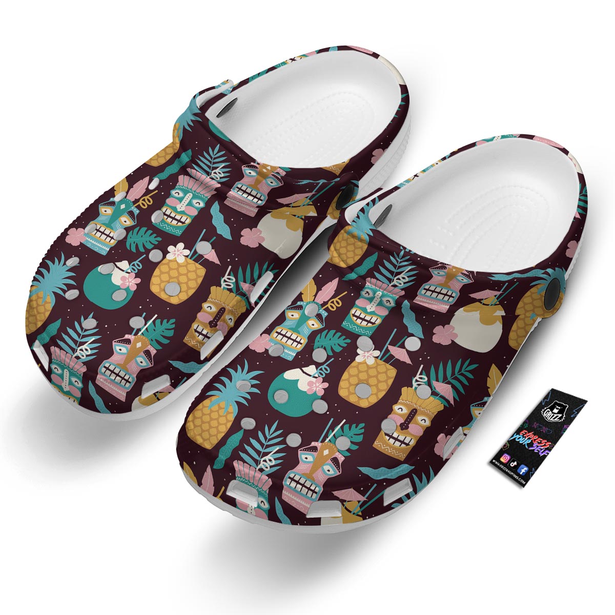 Luau Tiki Print Pattern Clog-grizzshop