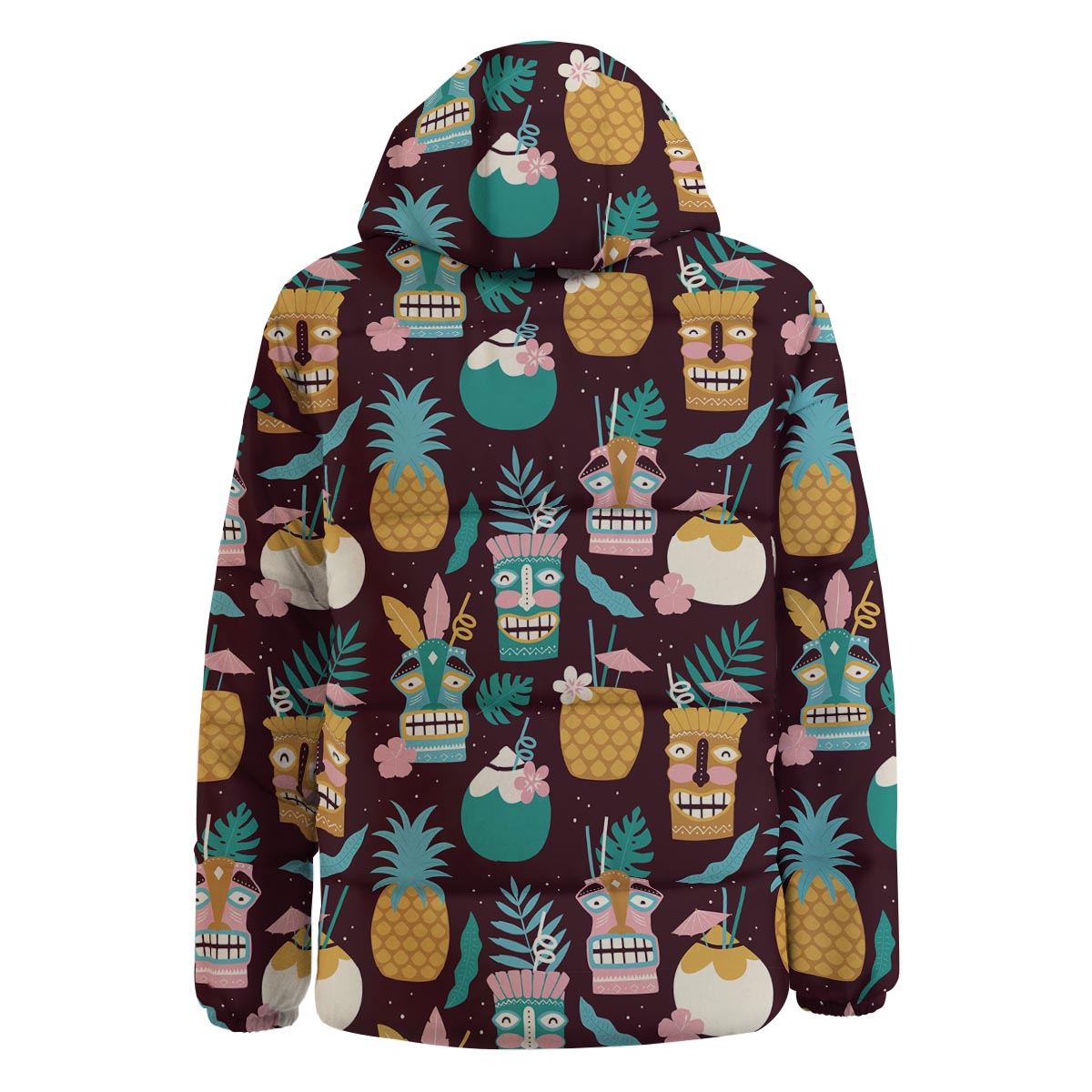Luau Tiki Print Pattern Down Jacket-grizzshop