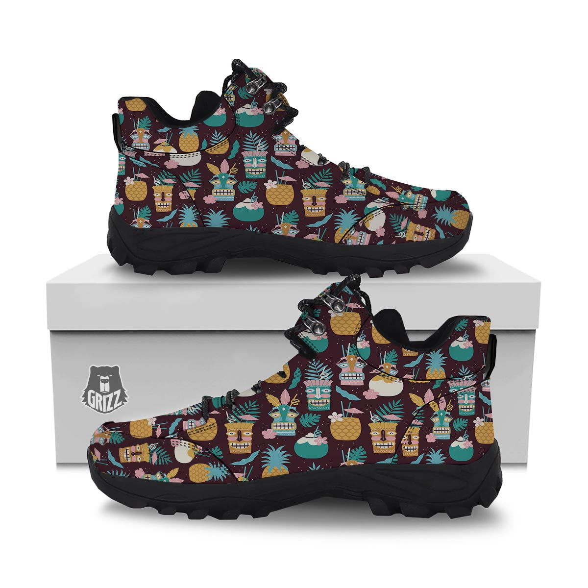 Luau Tiki Print Pattern Hiking Shoes-grizzshop